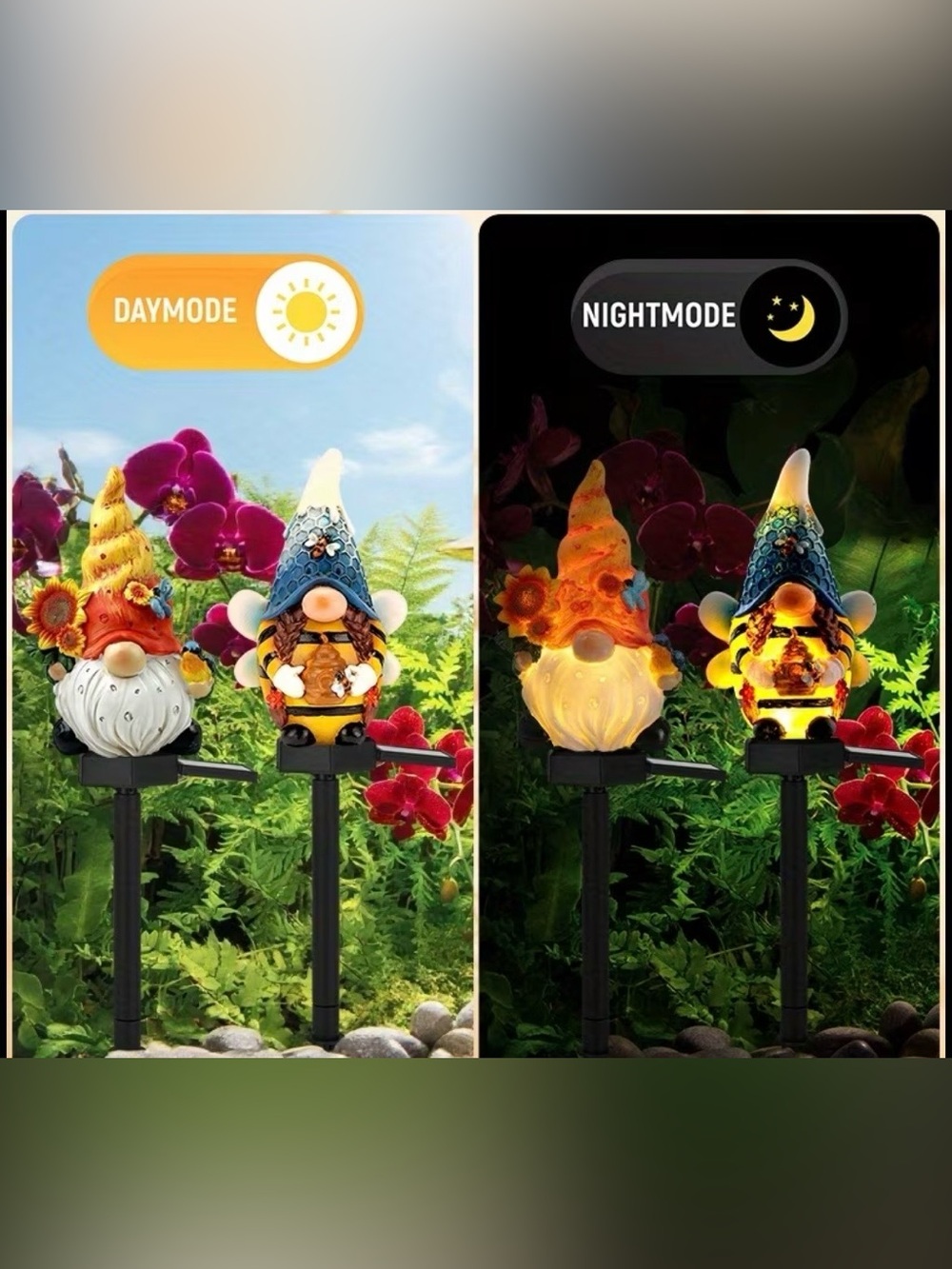 Solar light yard gnomes -set of 2